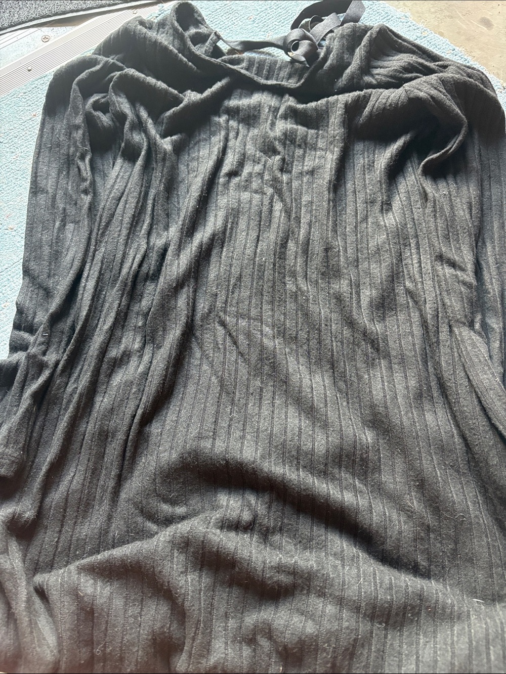 Ribbed Long Sleeve Top in Black